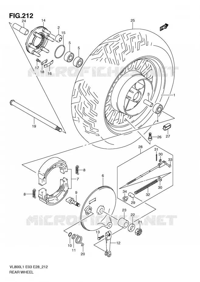 ACHTERWIEL (VL800CL1 E33) Suzuki MOTO 800 VOLUSIA 2011  VL800TL1(E3/E28)