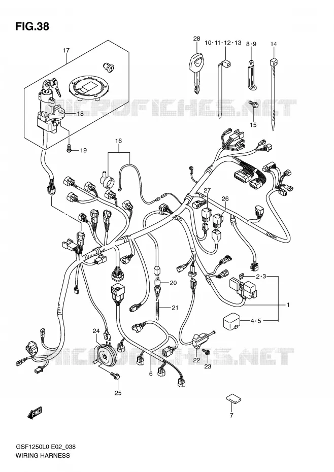 BEDRADING (GSF1250L0) Suzuki MOTO 1250 BANDIT 2010  GSF1250AL0(E2)