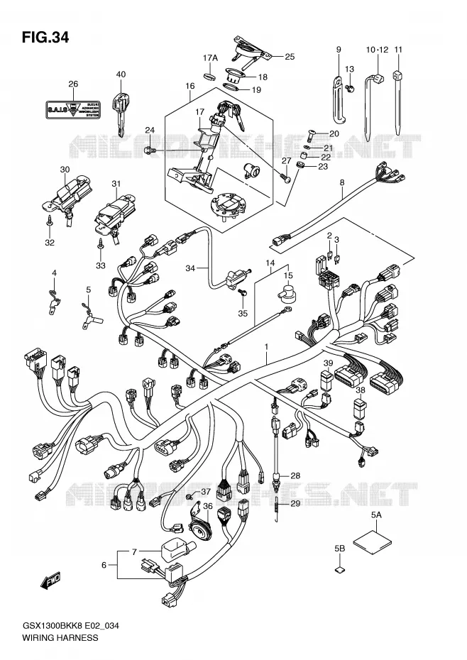 BEDRADING (GSX1300BK/U2/UF) Suzuki MOTO 1300 B-KING 2012  GSX1300BKAU2K8(E2)