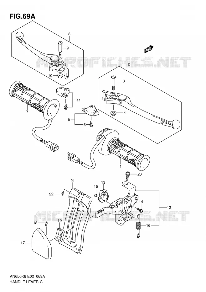 HEFBOMEN - HANDGRIPS (AN650AZ/K8) Suzuki SCOOTER 650 BURGMAN 2007  AN650AK7(E2)