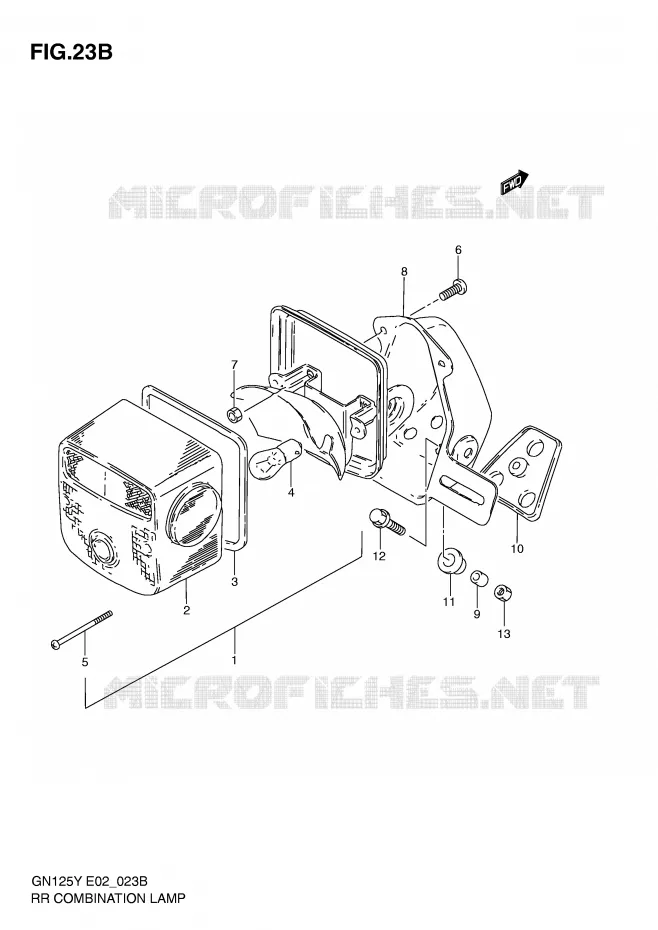 ACHTERLICHT (MODELE V/W/X E18,E22) Suzuki MOTO 125 GN 2001  GN125EK1(E2)