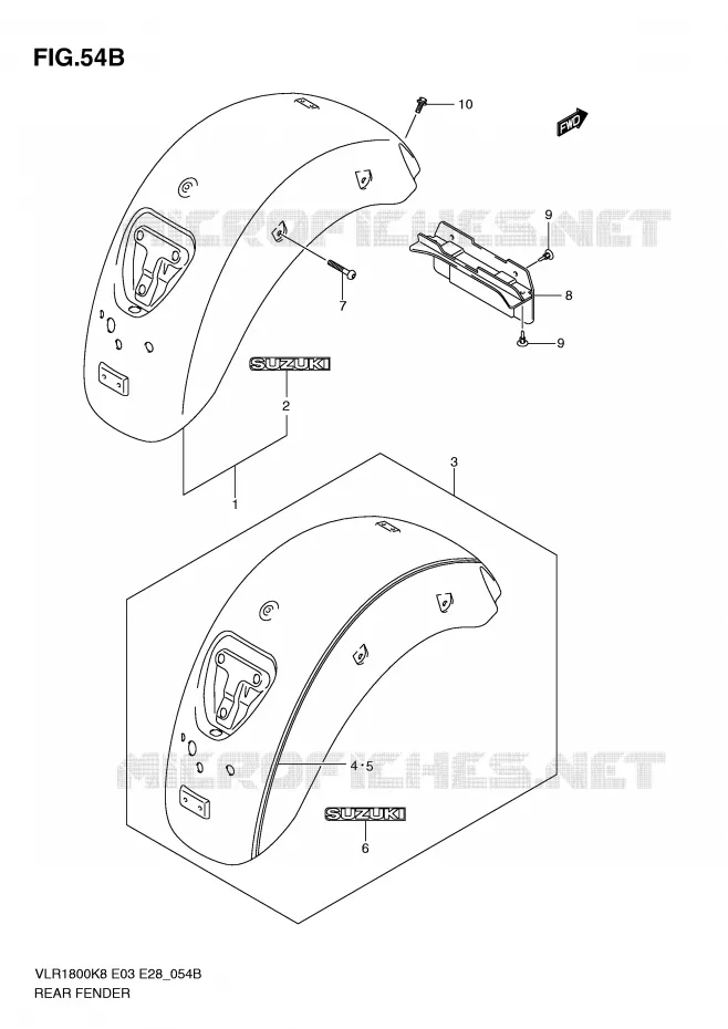 ACHTERSPATBORD (MODEL L0) Suzuki MOTO 1800 BOULEVARD 2008  VLR1800K8(E3/E28)