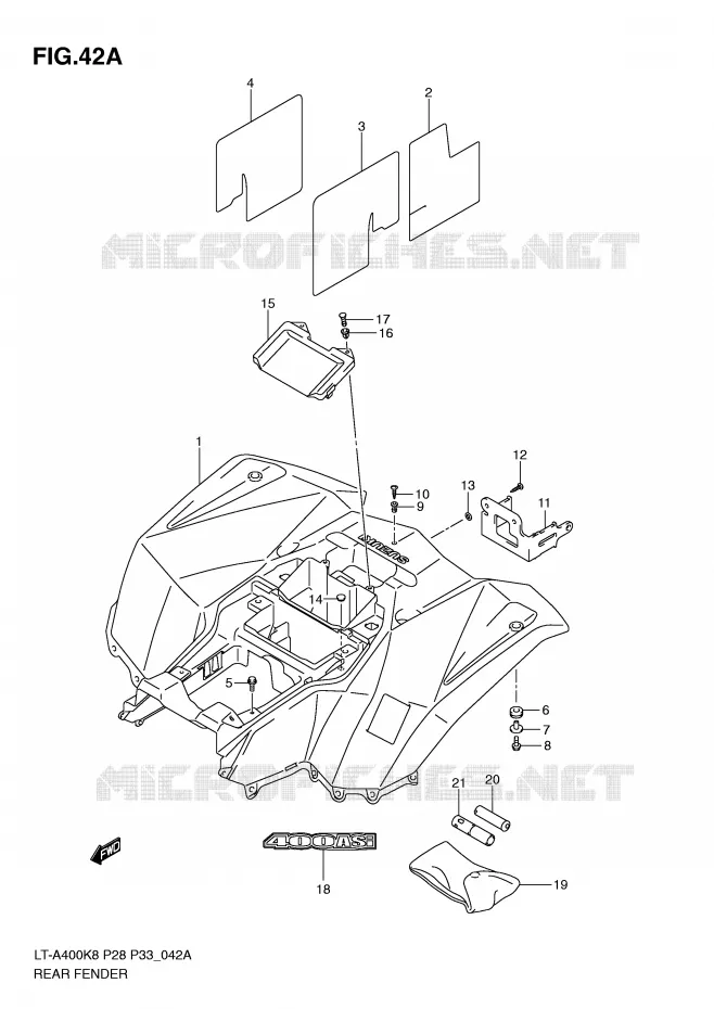 ACHTERSPATBORD (MODEL L0) Suzuki QUAD 400 EIGER 2009  LT-A400K9(P28/P33)