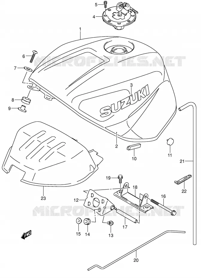 BENZINETANK (MODELE K2) Suzuki MOTO 750 GSX-R 2001  GSX-R750K1(E2)