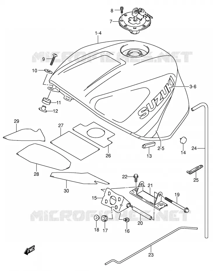 BENZINETANK (MODELE Y) Suzuki MOTO 750 GSX-R 2001  GSX-R750U1K1(E2)