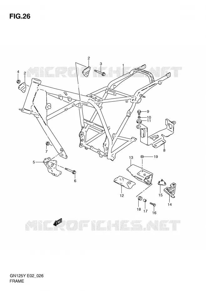 FRAME (MODELE V/W/X) Suzuki MOTO 125 GN 1998  GN125UW(E2)