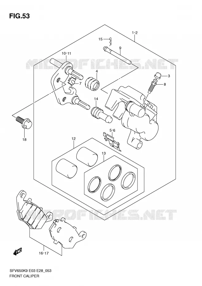 FRONT CALIPER Suzuki MOTO 650 GLADIUS 2010  SFV650AL0(E3/E28)