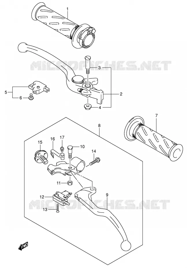 HANDGRIPS - LEVERS Suzuki MOTO 750 GSX-R 2000  GSX-R750U2Y(E2)