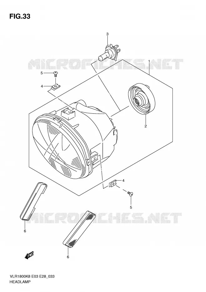 KOPLAMP Suzuki MOTO 1800 BOULEVARD 2010  VLR1800L0(E3/E28)