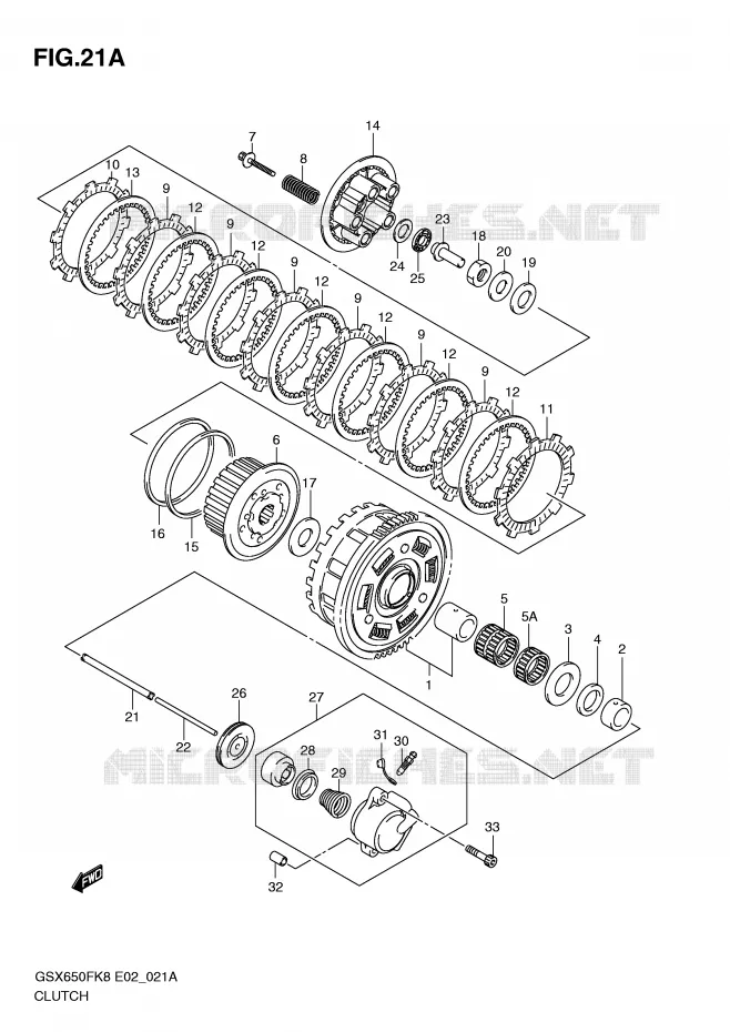 KOPPELING (MODEL K9/L0) Suzuki MOTO 650 GSX-F 2010  GSX650FAL0(E2)
