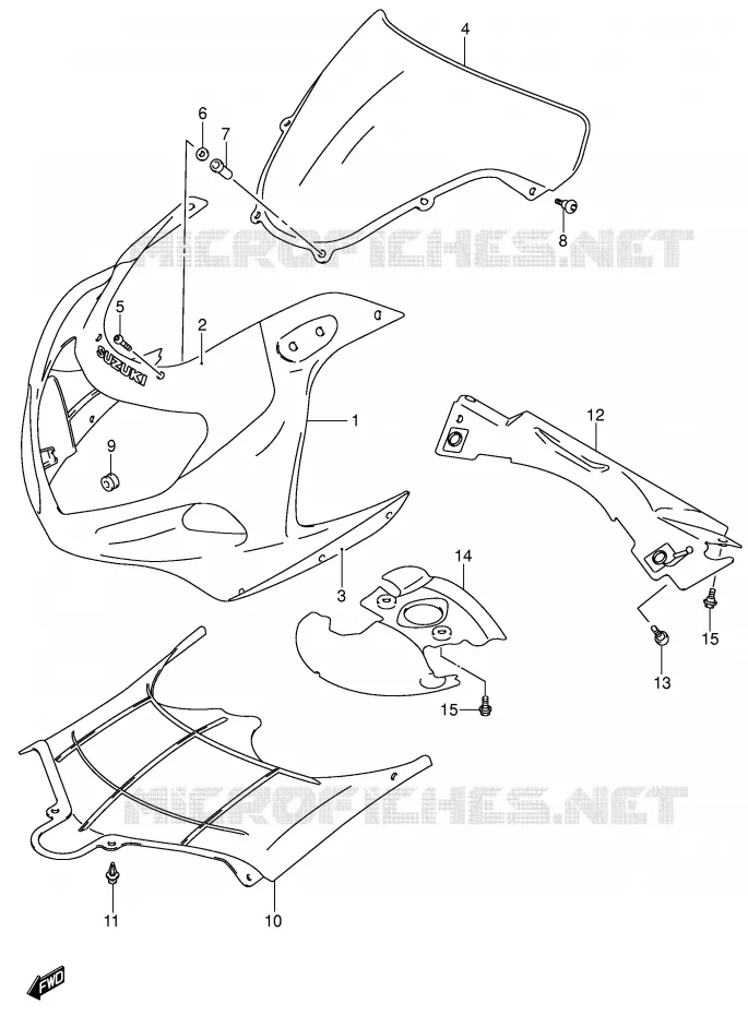 KUIP - ETIKETTEN (MODELE K1) Suzuki MOTO 750 GSX-R 2002  GSX-R750U1K2(E2)