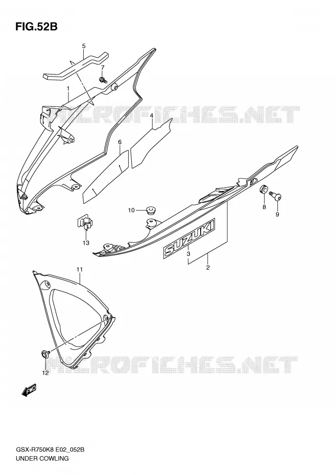 ONDER COWLING (MODEL L0) Suzuki MOTO 750 GSX-R 2008  GSX-R750U2K8(E2)
