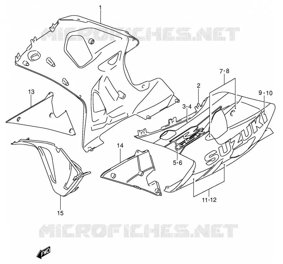 ONDER COWLING (MODELE K1) Suzuki MOTO 750 GSX-R 2001  GSX-R750U1K1(E2)