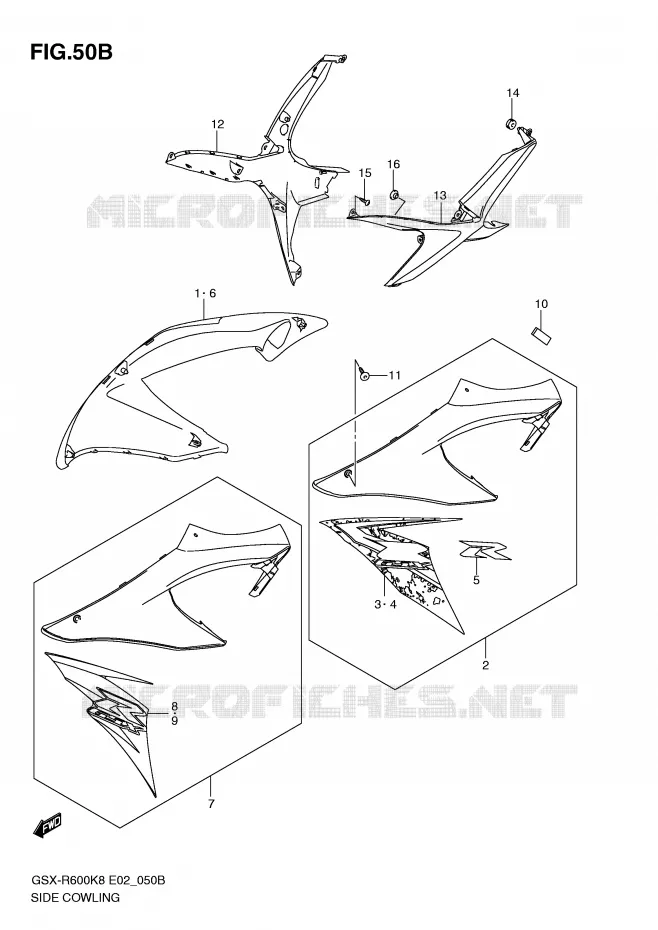 SIDE KUIP (MODEL L0) Suzuki MOTO 600 GSX-R 2010  GSX-R600UEL0(E2)