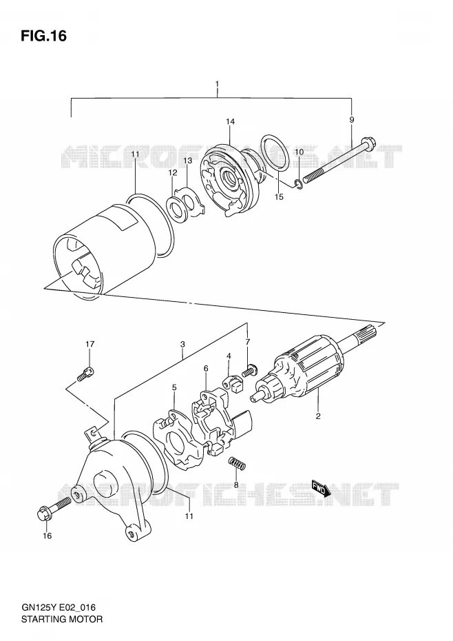 STARTMOTOR (MODELE V/W/X/Y) Suzuki MOTO 125 GN 1998  GN125UW(E2)