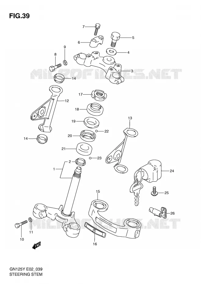 STUURKOLOM (MODELE V/W/X) Suzuki MOTO 125 GN 1999  GN125UX(E2)