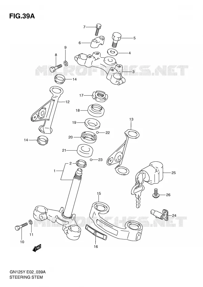 STUURKOLOM (MODELE Y/K1) Suzuki MOTO 125 GN 2001  GN125K1(E4)