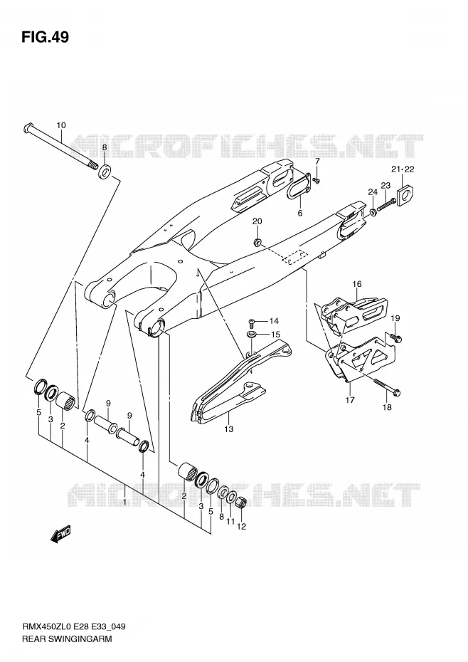 SWINGARM Suzuki MOTO 450 RMX-Z 2010  RMX450ZL0(E28/E33)