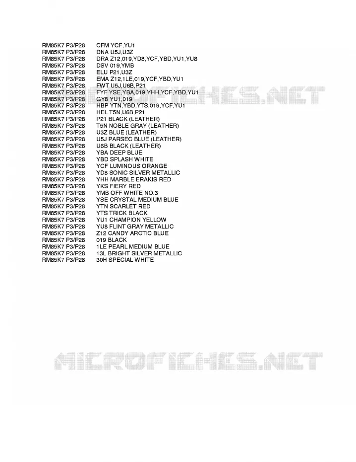 * CHARTE COULEUR * Suzuki MOTO 85 RM 2010  RM85LL0(P3/P28)