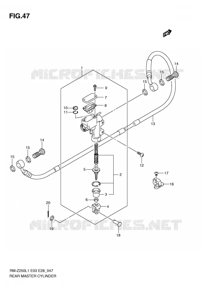 ACHTER HOOFDREMCILINDER Suzuki MOTO 250 RM-Z 2011  RM-Z250L1(E3/E28)