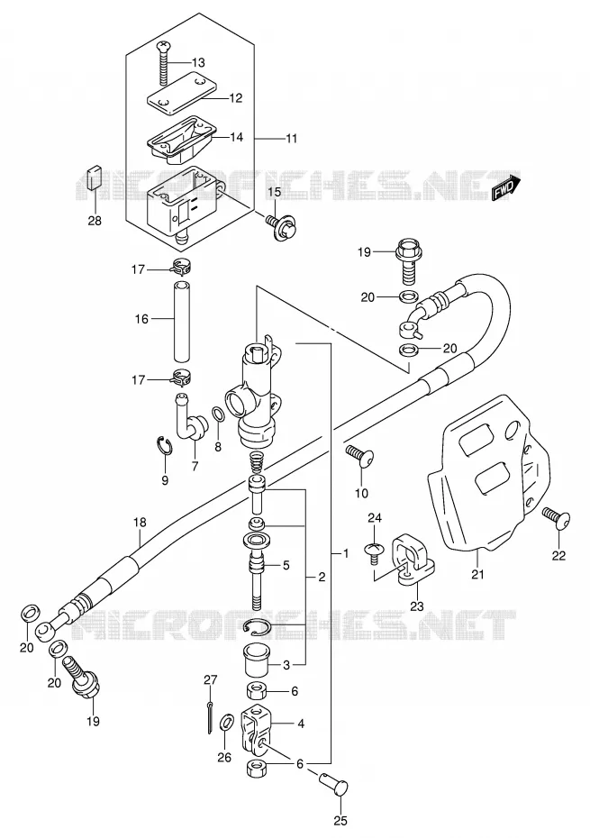 ACHTER HOOFDREMCILINDER Suzuki MOTO 400 DR-Z 2000  DR-Z400Y(E3/E28)
