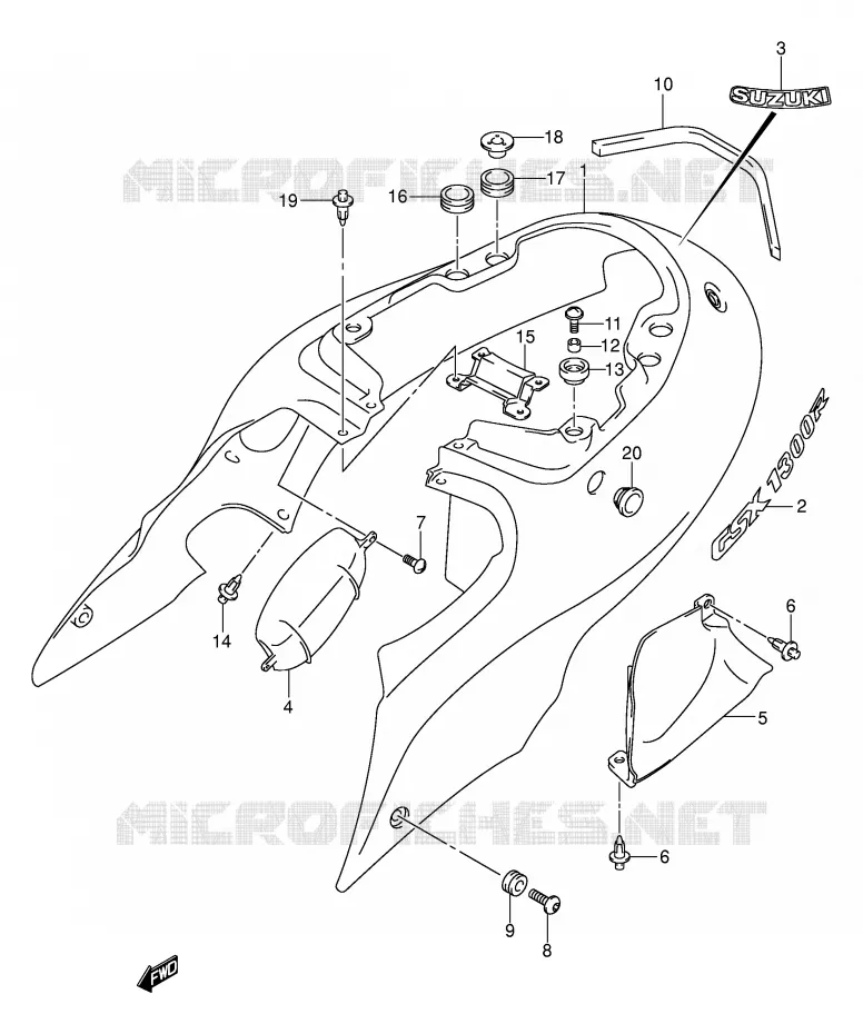 ACHTER KUIP  (MODELE K1) Suzuki MOTO 1300 HAYABUSA 2003  GSX1300RZK3(E2)