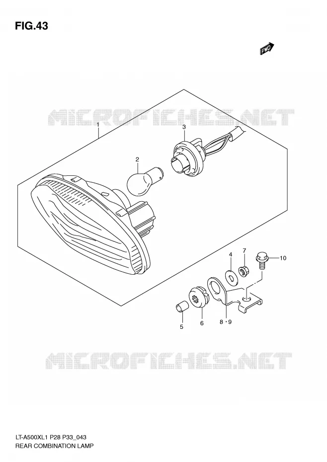 ACHTERLICHT (LT-A500XL1 P33) Suzuki QUAD 500 KINGQUAD 2011  LT-A500XL1(P28/P33)
