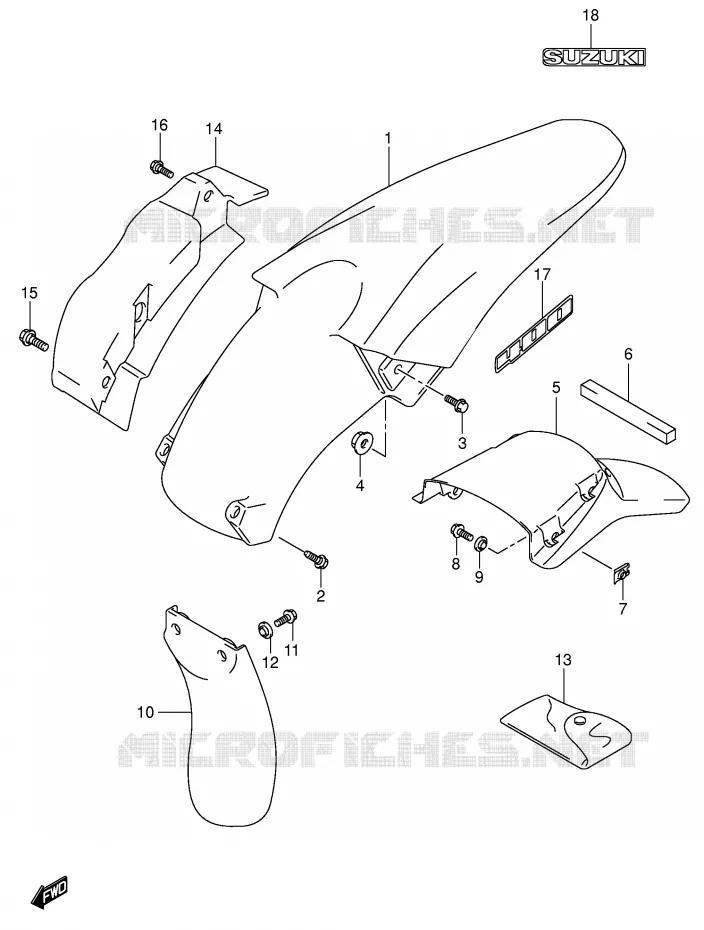 ACHTERSPATBORD (MODELE K4) Suzuki MOTO 400 DR-Z 2000  DR-Z400Y(E3/E28)