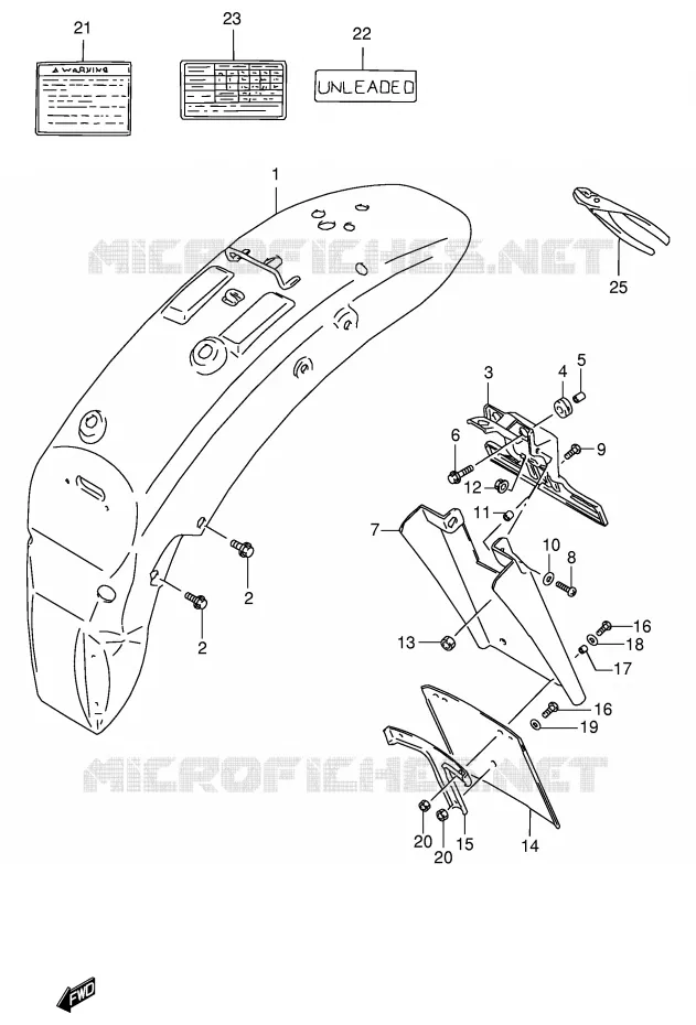 ACHTERSPATBORD (MODELE S) Suzuki MOTO 600 INTRUDER 1996  VS600GLT(E2)
