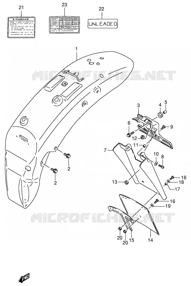 ACHTERSPATBORD (MODELE T/V) Suzuki MOTO 600 INTRUDER 1996  VS600GLT(E2)