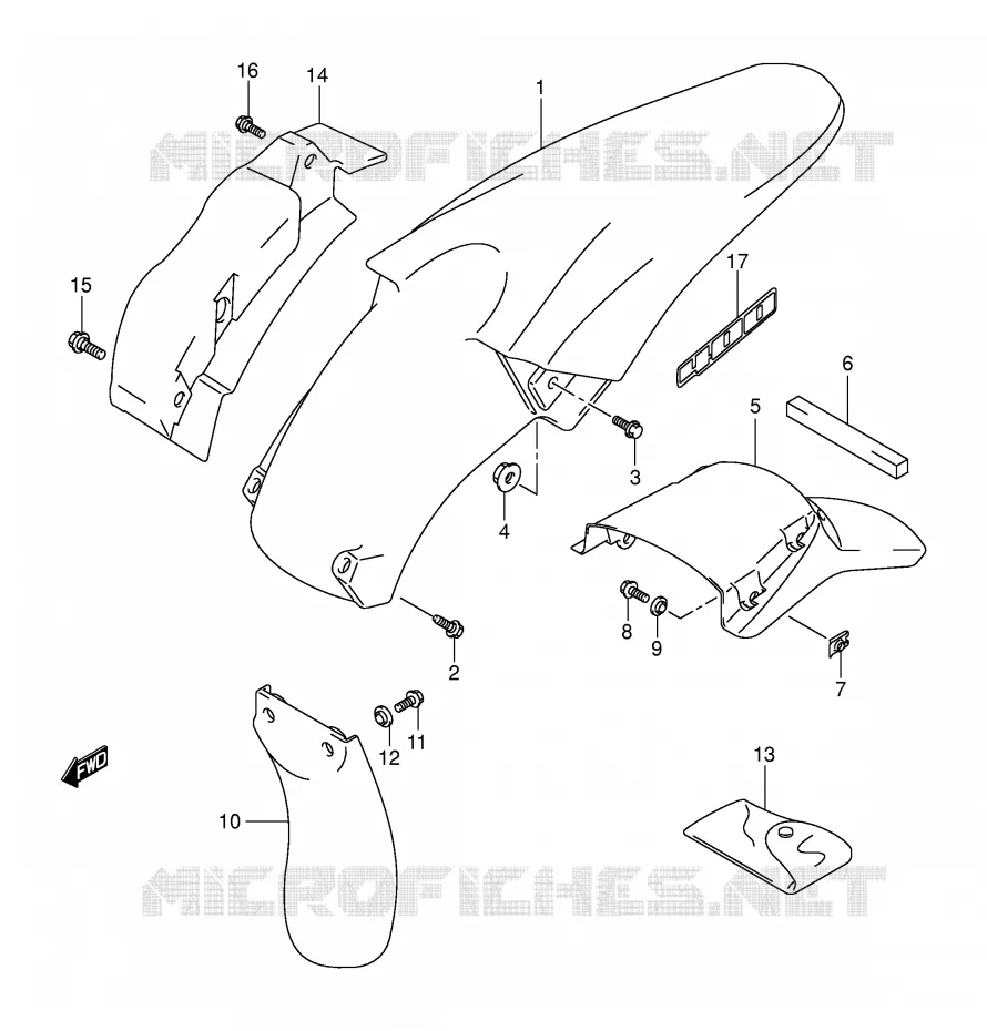 ACHTERSPATBORD (MODELE Y/K1/K2/K3) Suzuki MOTO 400 DR-Z 2000  DR-Z400EY(E3/E28)