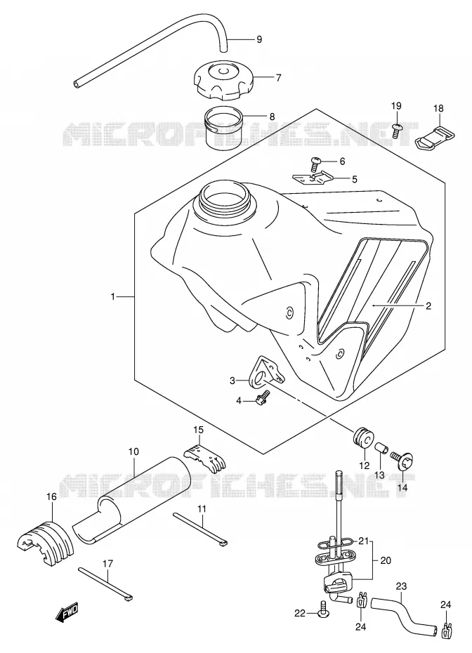 BENZINETANK (MODELE K2) Suzuki MOTO 400 DR-Z 2003  DR-Z400EK3(E3/E28)