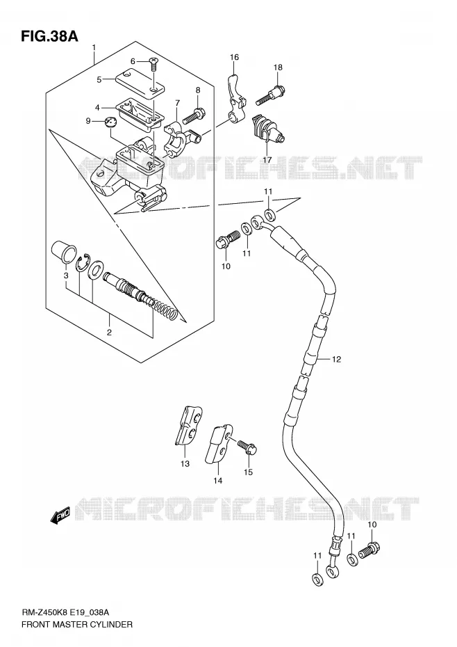 FRONT HOOFDREMCILINDER (RM-Z450L1) Suzuki MOTO 450 RM-Z 2009  RM-Z450K9(E19)