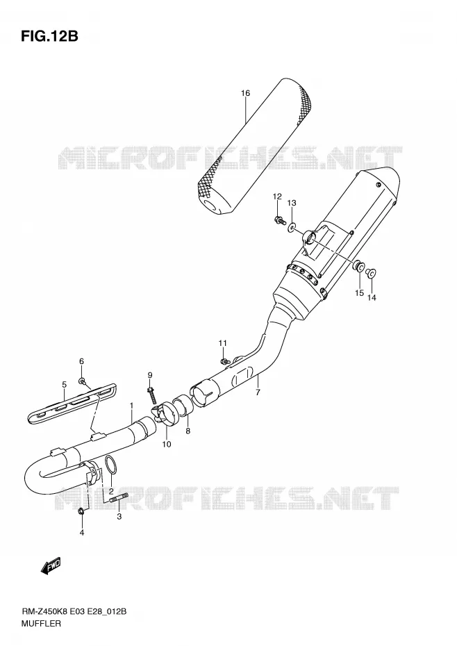 GELUIDDEMPER (RM-Z450L1) Suzuki MOTO 450 RM-Z 2010  RM-Z450L0(E3/E28)