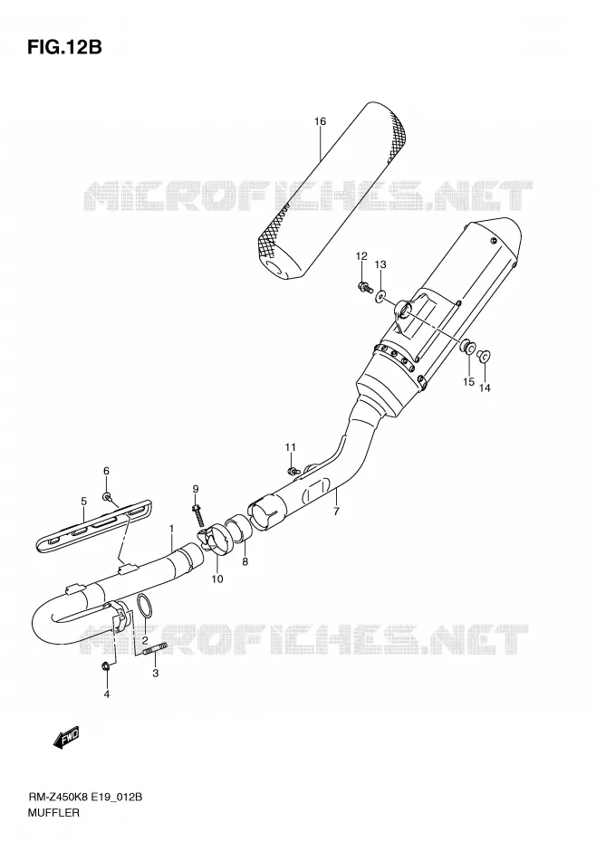 GELUIDDEMPER (RM-Z450L1) Suzuki MOTO 450 RM-Z 2012  RM-Z450L1(E19)