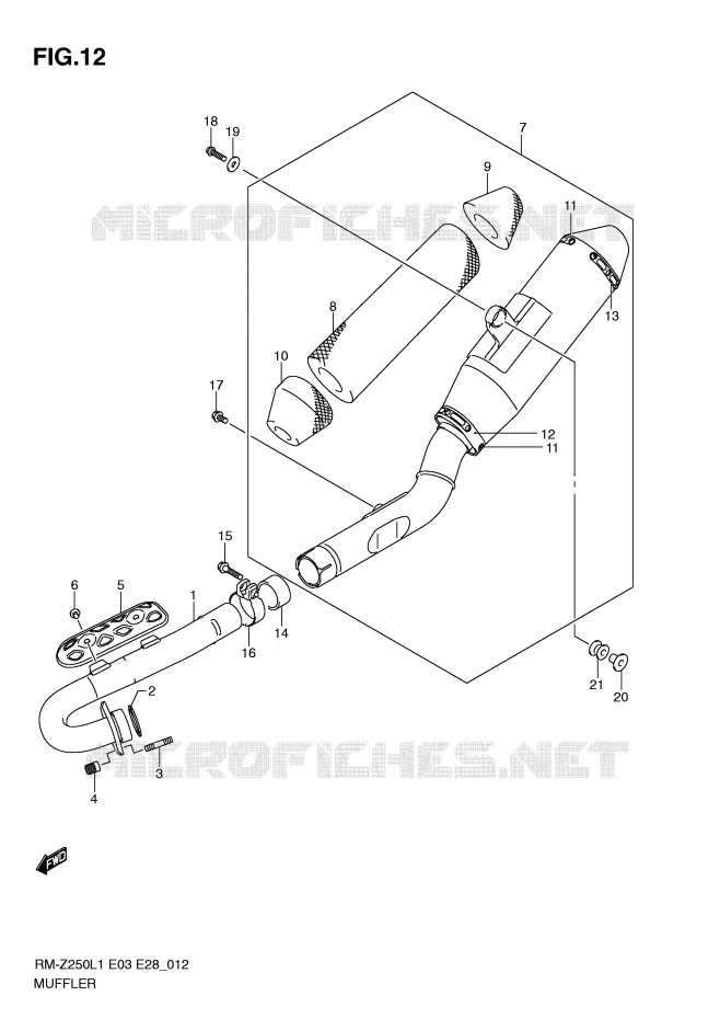 GELUIDDEMPER Suzuki MOTO 250 RM-Z 2011  RM-Z250L1(E3/E28)