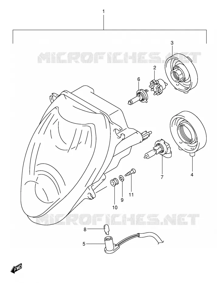 KOPLAMP (E19,P37) Suzuki MOTO 1300 HAYABUSA 2003  GSX1300RZK3(E2)