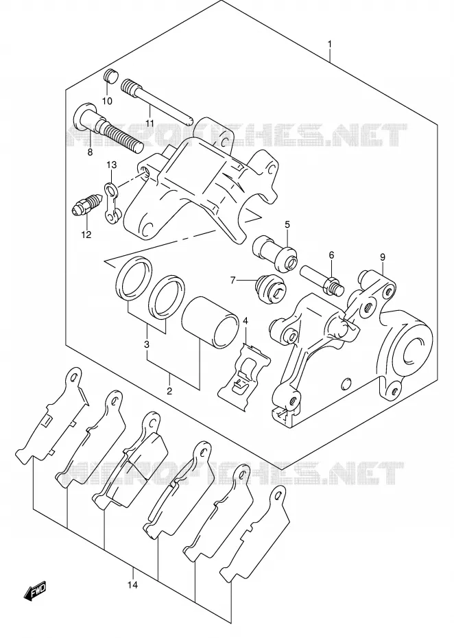 REAR CALIPER Suzuki MOTO 400 DR-Z 2005  DR-Z400SK5(E3/E28)