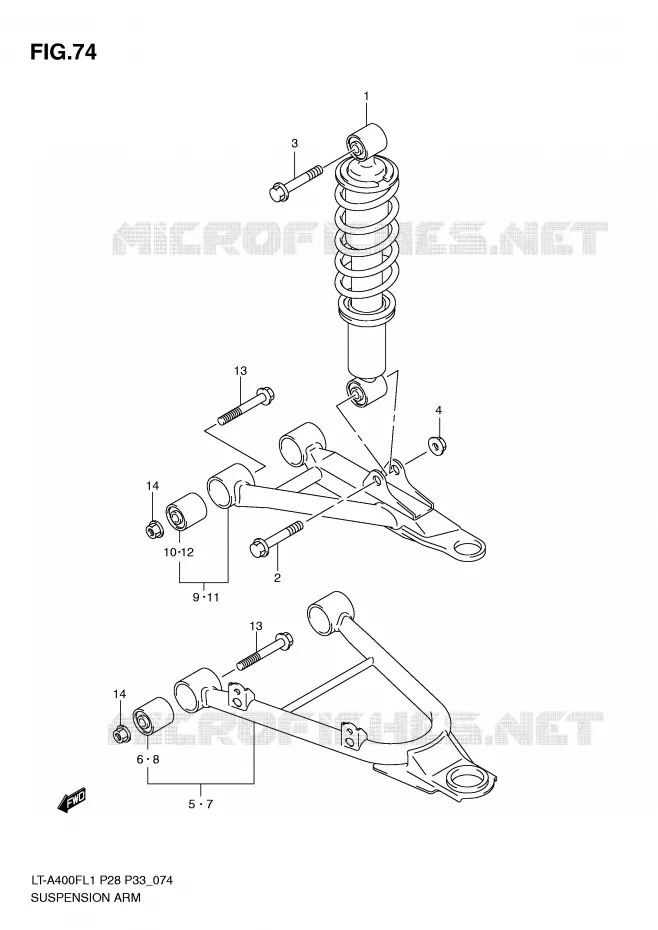 SCHOKDEMPER - VORKBEEN Suzuki QUAD 400 KINGQUAD 2011  LT-A400FZL1(P28/P33)