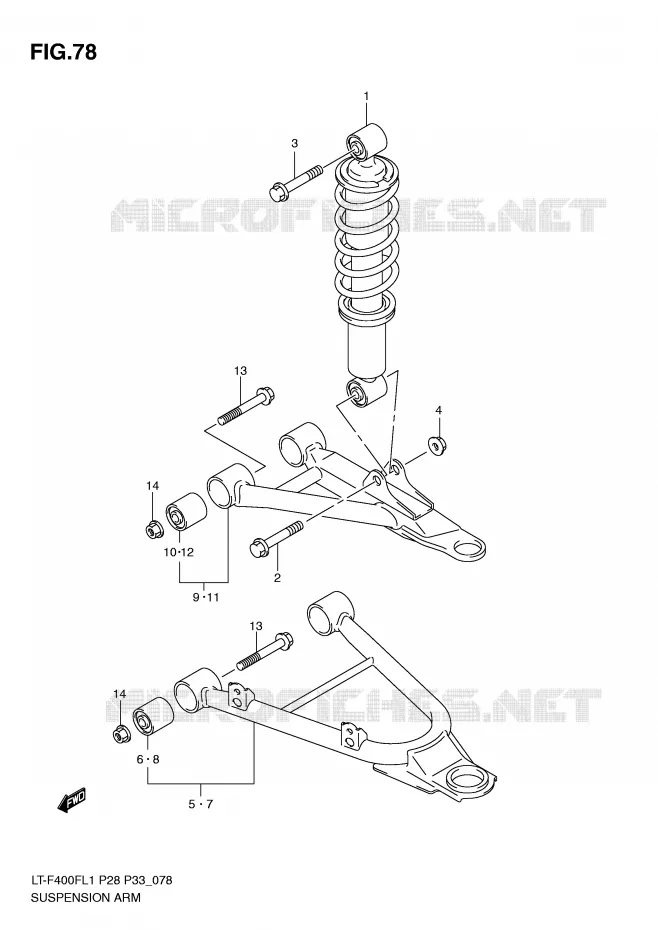 SCHOKDEMPER - VORKBEEN Suzuki QUAD 400 KINGQUAD 2011  LT-F400FZL1(P28/P33)