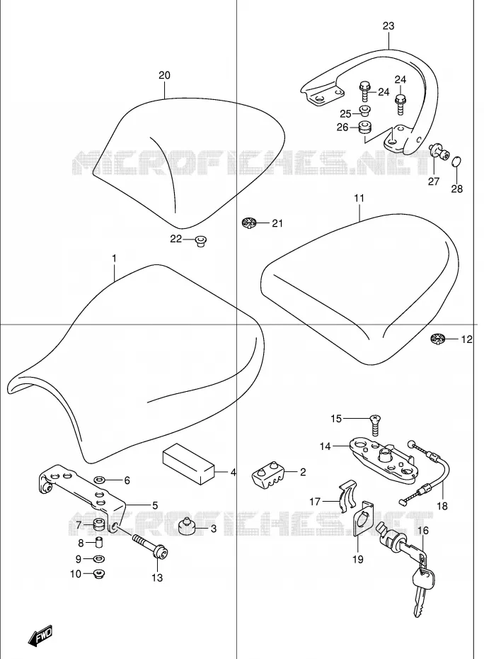 SEAT (MODELE K2) Suzuki MOTO 1300 HAYABUSA 2003  GSX1300RU2K3(E2)
