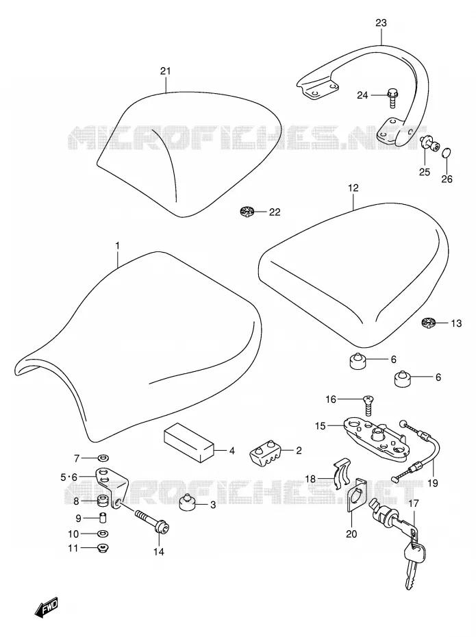 SEAT (MODELE X/Y) Suzuki MOTO 1300 HAYABUSA 2000  GSX1300RY(E2)