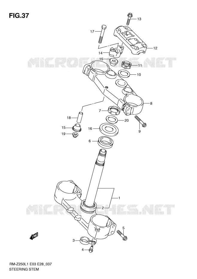 STUURKOLOM Suzuki MOTO 250 RM-Z 2011  RM-Z250L1(E3/E28)