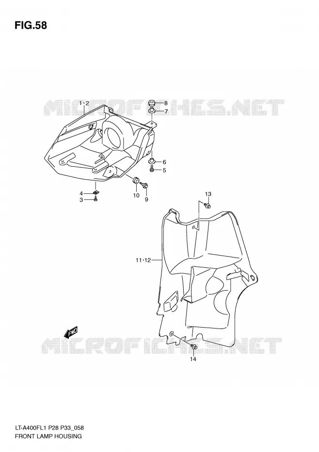 VOOR KOPLAMPBEHUIZING Suzuki QUAD 400 KINGQUAD 2011  LT-A400FL1(P28/P33)
