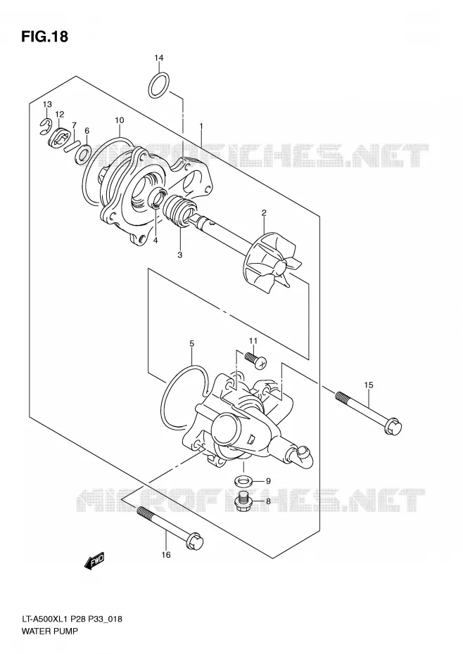 WATERPOMP Suzuki QUAD 500 KINGQUAD 2011  LT-A500XL1(P28/P33)