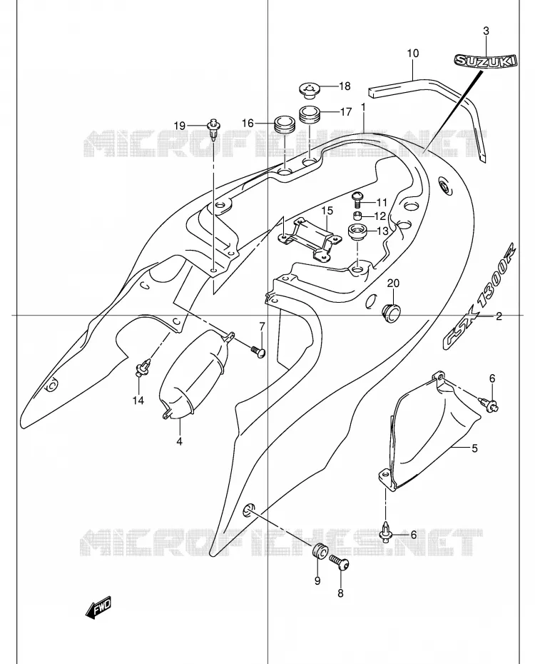 ACHTER KUIP  (MODELE K2) Suzuki MOTO 1300 HAYABUSA 2003  GSX1300RZK3(E2)