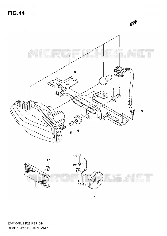ACHTERLICHT (LT-F400FZL1 P28) Suzuki QUAD 400 KINGQUAD 2011  LT-F400FZL1(P28/P33)