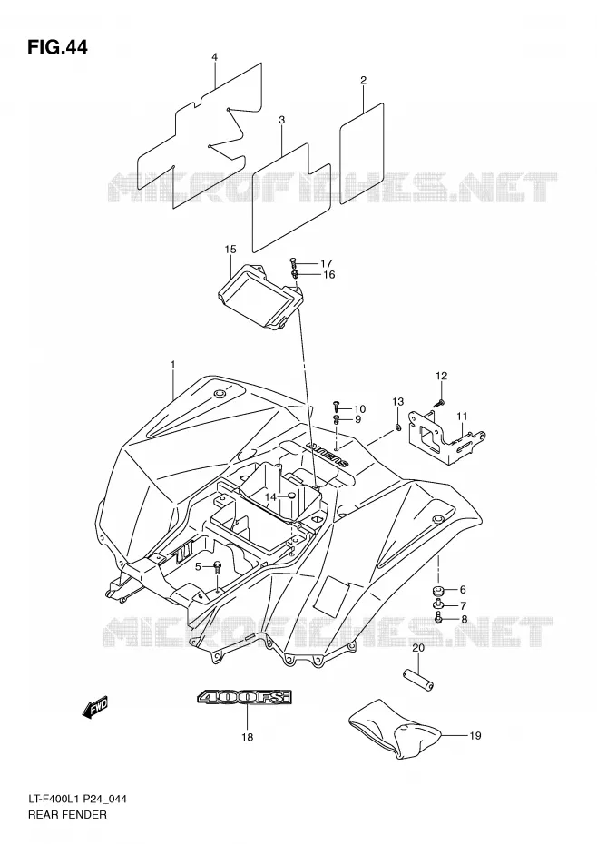 ACHTERSPATBORD Suzuki QUAD 400 KINGQUAD 2011  LT-F400L1(P24)