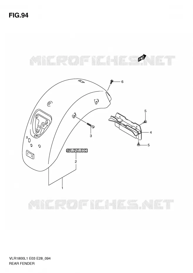 ACHTERSPATBORD (VLR1800L1 E28) Suzuki MOTO 1800 BOULEVARD 2011  VLR1800TL1(E3/E28)