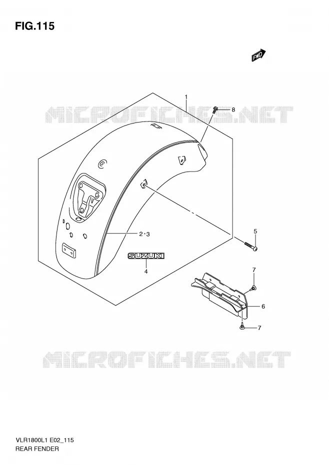 ACHTERSPATBORD (VLR1800TL1 E19) Suzuki MOTO 1800 INTRUDER 2011  VLR1800UFL1(E2)
